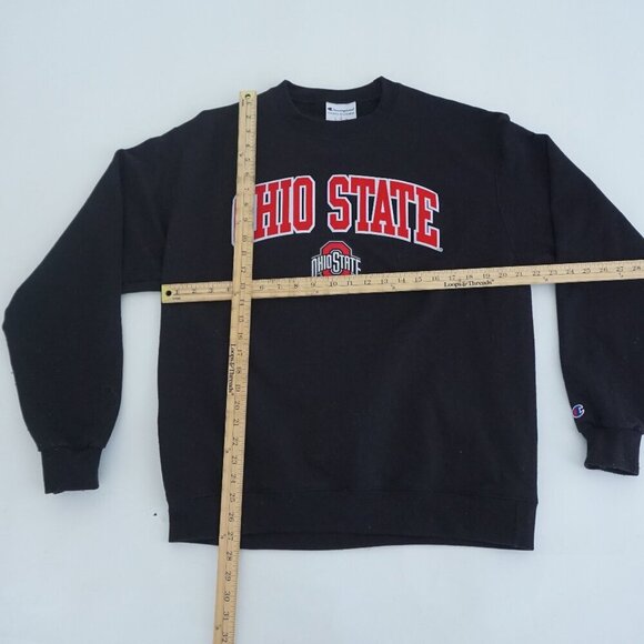 Ohio State Buckeyes Champion Athletic Black Red Embroidered Crew Neck Sweater L - Picture 3 of 11